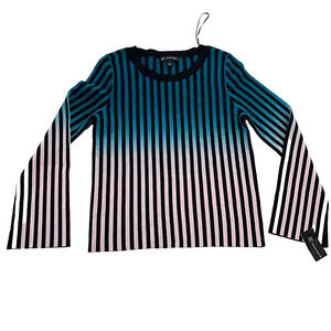 INC Concepts Blue Black Purple Striped Long Sleeve Stretchy Sweater Small NWT